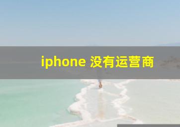 iphone 没有运营商